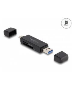 Delock SuperSpeed USB 5 Gbps čtečka karet USB Type-C™ / Typu-A pro paměťové karty SD a Micro SD