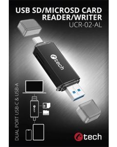 C-TECH Čtečka karet UCR-02-AL, USB 3.0 TYPE A/ TYPE C, SD/micro SD