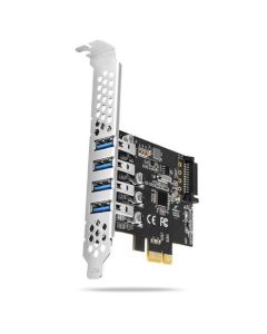 AXAGON PCEU-43RS, PCIe řadič, 4x USB 3.2 Gen 1 port, 5 Gbps, napájení z PCIe nebo SATA, SP & LP