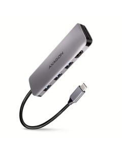 AXAGON HMC-HCR3A, USB 3.2 Gen 1 hub, porty 3x USB-A, HDMI 4k/30Hz, SD/microSD, kabel USB-C 20cm
