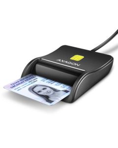 AXAGON CRE-SM3N, USB-A FlatReader čtečka kontaktních karet Smart card (eObčanka), kabel 1.3m