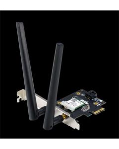 ASUS PCE-AXE5400, WiFi 6E PCI-E adaptér se 2 externími anténami. Podpora pásma 6 GHz, 160 MHz, Bluetooth 5.2