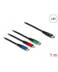 Delock Nabíjecí kabel USB 3 v 1 USB Type-C™ na Lightning™ / Micro USB / USB Type-C™, 1 m
