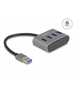Delock 4 portový Hub USB 3.2 Gen 1 s konektorem USB Typu-A – porty USB Typu-A nahoře