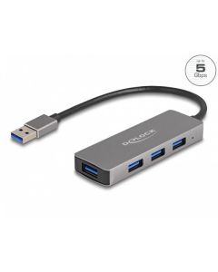 Delock 4 portový Hub USB 3.2 Gen 1 s konektorem USB Typu-A – porty USB Typu-A na boku