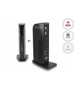 Delock Dokovací stanice USB, duální DisplayPort, 4K / USB 3.2 / LAN / Audio (Displaylink)