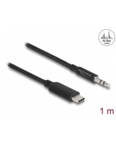 Delock Stereofonní audio kabel ze zástrčky USB Type-C™ na stereofonní zástrčkový konektor 3,5 mm, 3 pinový, 1 m, černý