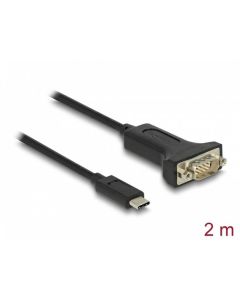 Delock Adaptér z rozhraní USB Type-C™ na 1 x 9 pinový zástrčkový konektor sériového rozhraní RS-232 D-Sub s maticemi 2 m