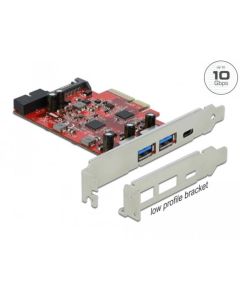 Delock PCI Express x4 Karta na 1 x externí USB Type-C™ samice + 2 x externí USB Typu-A samice SuperSpeed USB 10 Gbps 