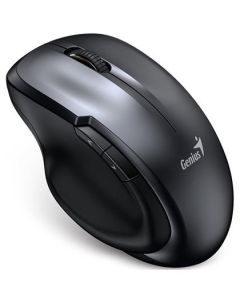 Genius Ergo 8200S Myš, bezdrátová, optická, 1200dpi, 5 tlačítek, tichá, BlueEye senzor, USB, kovově šedá