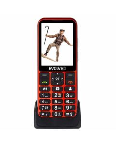 EVOLVEO EasyPhone LT, mobilní telefon pro seniory s nabíjecím stojánkem (červená barva)