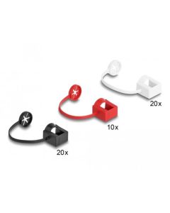 Delock Protiprachový kryt pro zástrčku RJ45 s montážní sponou, sada 50 ks, barevná