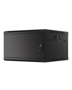 LANBERG Nástěnná jednodílná skříň 19", 6U/600x600 FOR SELF-ASSEMBLY plechové dveře černá (RAL9004)   (v rozloženém stavu