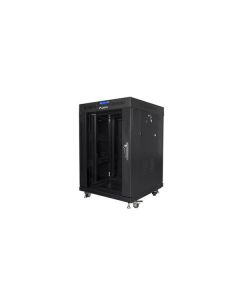 LANBERG Volně stojící skříň 19", 15U/600x600, (v rozloženém stavu), skleněné dveře, LCD, černá (RAL9004)