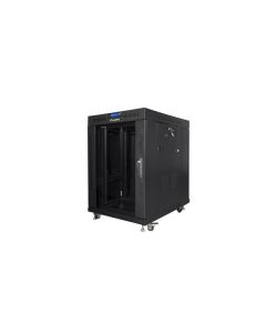 LANBERG Volně stojící skříň 19" 15U/600x800 (v rozloženém stavu) skleněné dveře LCD černá (RAL9004)  