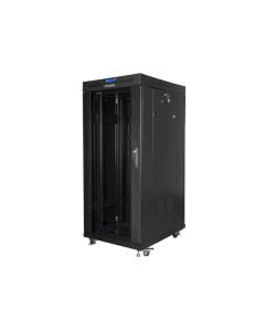 LANBERG Volně stojící skříň 19" 22U/800x1000 LCD skleněné dveře černá (RAL9004)   (v rozloženém stavu)