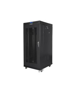 LANBERG Volně stojící skříň 19" 27U/600x800 (v rozloženém stavu) síťované dveře LCD černá (RAL9004)  