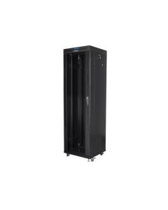 LANBERG Volně stojící skříň 19" 42U/600x600 (v rozloženém stavu) skleněné dveře LCD černá (RAL9004)  