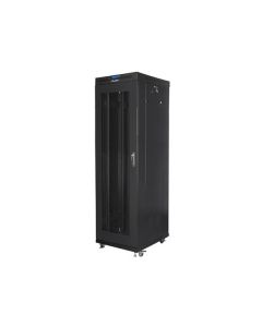 LANBERG Volně stojící skříň 19" 42U/600x800 (v rozloženém stavu) síťované dveře LCD černá (RAL9004)  