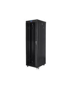 LANBERG Volně stojící skříň 19" 42U/600x800 (v rozloženém stavu) skleněné dveře LCD černá (RAL9004)  