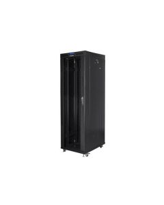LANBERG Volně stojící skříň 19" 42U/800x800 (v rozloženém stavu) skleněné dveře LCD černá (RAL9004)  