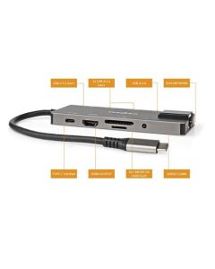 Nedis CCBW64775AT02 - Dokovací Stanice | USB 3.2 Gen 1 | USB-C™ Zástrčka | RJ45 Zásuvka / SD / Výstup HDMI™ / 2x USB-C™ 