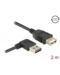 Delock Prodlužovací kabel EASY-USB 2.0 Typ-A samec pravoúhlý levý / pravý > USB 2.0 Typ-A samice 2 m