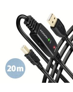 AXAGON ADR-220B, USB A-B, 2.0 aktivní prodlužovací / repeater kabel, 20m