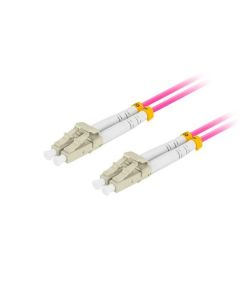 LANBERG optický patch cord MM LC/UPC-LC/UPC duplex 1m LSZH OM4 50/125 průměr 3mm, barva magenta  