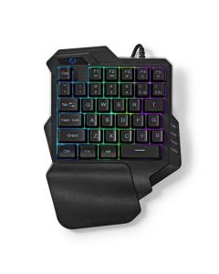 Nedis GKBDS110BK - Kabelová Herní Klávesnice  | USB-A | Membránové Keys | RGB | Jednoruční| Délka kabelu: 1.6 m