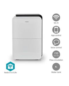 Nedis DEHU30WTW - Odvlhčovač SmartLife| 30 L | Odvlhčování / Průběžné / Sušení prádla / Ventilace |210 m?/h
