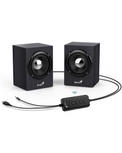 Genius SP-HF385BT, Reproduktory, 2.0, 4W, Bluetooth, 3,5mm jack, USB, dřevěné, černé