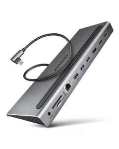 AXAGON HMC-4KX3, USB 3.2 Gen 1 hub, porty 3x USB-A, DP, HDMI 4k/60Hz, RJ-45, čtečka karet, PD 100W, kabel USB-C 40cm