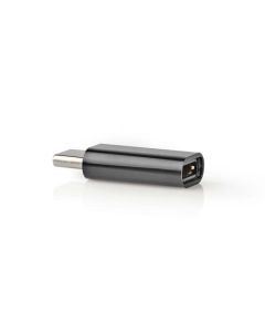 Nedis CCGB60910BK - USB-C Adaptér| USB 2.0 | USB-C™ Zástrčka | USB Micro-B Zásuvka | 480 Mbps | Kulatý | Poniklované 