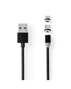 Nedis CCGB60630BK20 - USB 2.0 kabel | USB Micro-B Zástrčka / USB-C™ Zástrčka | 10 W | 2.00 m | Kulatý | Černá 