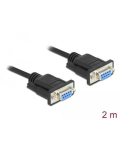 Delock Sériový kabel RS-232 D-Sub 9, null modem s krytem s úzkou zástrčkou - automatické řízení CCTS / RTS - 2 m