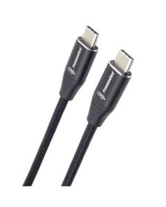 PremiumCord Kabel USB-C M/M, 240W 480Mbps černý bavlněný oplet, 0,5m