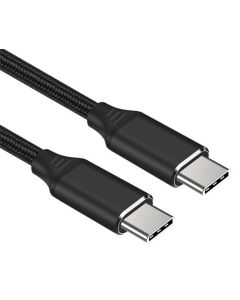 PremiumCord Kabel USB-C M/M, 240W 480Mbps černý bavlněný oplet, 1,5m