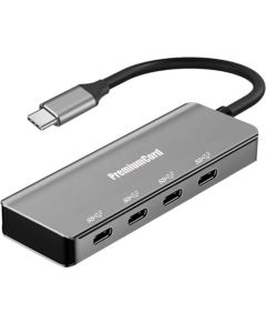 PremiumCord 5G SuperSpeed Hub USB-C na 4x USB 3.2 C Aluminum