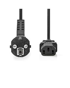 Nedis CEGL10015BK50 - Napájecí Kabel 3 x 1,5 mm2 | Typ F Zástrčka | IEC-320-C13 | Úhlový | Přímý | 5 m | Černá barva