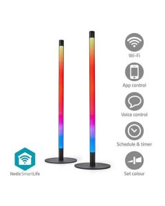 Nedis WIFILD10RGBW - Stolní Světlo| Wi-Fi | Tube | 600 lm | RGBIC / Teplé až chladné bílé | 2700 - 6500 K | 36 W | Kov