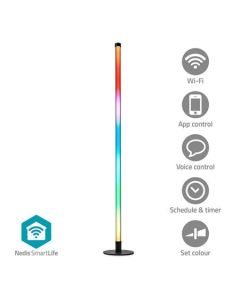 Nedis WIFILD20RGBW - Stojací Světlo| Wi-Fi | Tube | 180 lm | RGBIC / Teplé až chladné bílé | 2700 - 6500 K | 10 W | Kov 