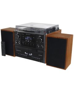 ROZBALENÉ - Soundmaster Elite line MCD5600BR/ Gramofon/ CD/ 2x kazeta/ BT/ DAB+/ MP3/ 2x5W/ Hnědo-černá