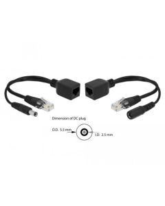 Delock Sada pasivního adaptéru PoE RJ45 DC 5,5 x 2,5 mm