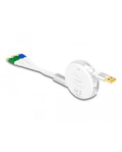 Delock Zatažitelný nabíjecí USB kabel 3 v 1 z Typu-A na Micro USB / 2 x USB Type-C™ s rychlým nabíjením, bílý