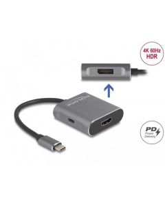 Delock Splitter USB Type-C™ (režim DP Alt) na 1 x HDMI a 1 x DisplayPort MST s USB Type-C™ PD