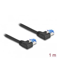 Delock Síťový kabel rozhraní RJ45 Cat.6A, S/FTP, levý pravoúhlý, 1 m, černý