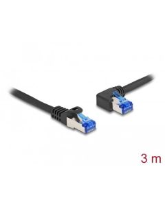 Delock Síťový kabel rozhraní RJ45 Cat.6A, S/FTP, přímý / levý pravoúhlý, 3 m, černý