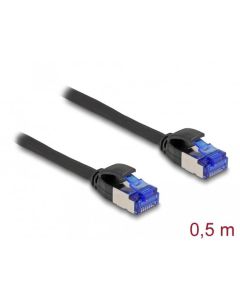 Delock Síťový kabel RJ45, Cat.6A, S/FTP, tenký, 0,5 m, černý