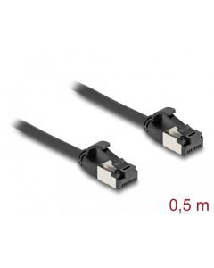 Delock Kabel RJ45 ze zástrčky na zástrčku, Cat.8.1, ohebný, 0,5 m, černý